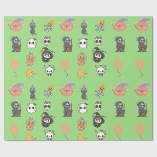 Halloween cute chibi wrapping paper
