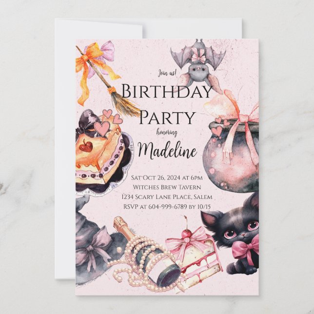 Halloween cute coquette Birthday Party Invitation (Front)