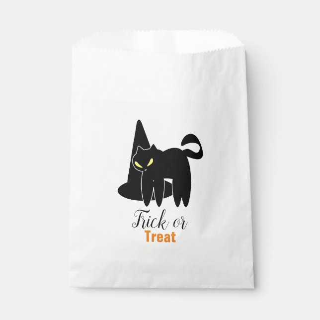 Halloween Cute Creepy Cat and Witch Hat Favour Bag (Front)