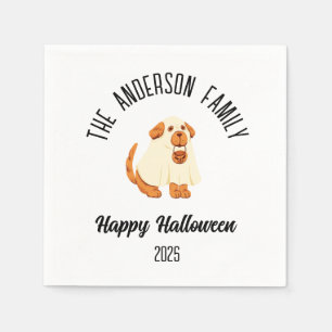Halloween Cute Dog Ghost Costume Personalized Name Napkin