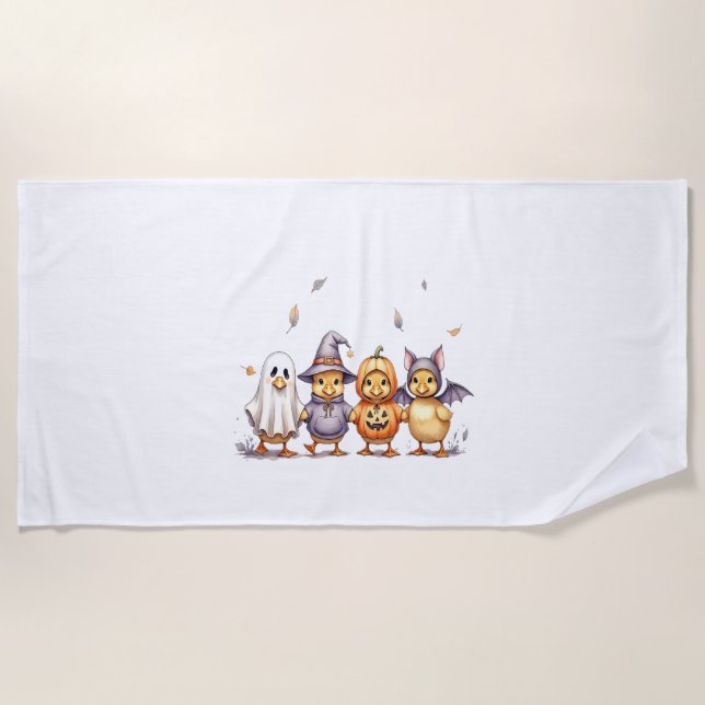 Halloween Cute Ducklings Costume Beach Towel (Front)