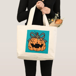 Halloween,Cute Face Pumpkin,Funny , Jack O' Lanter Large Tote Bag
