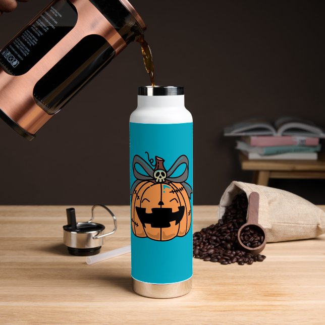 Halloween,Cute Face Pumpkin,Funny , Jack O' Lanter Water Bottle (Coffee (Rotated))