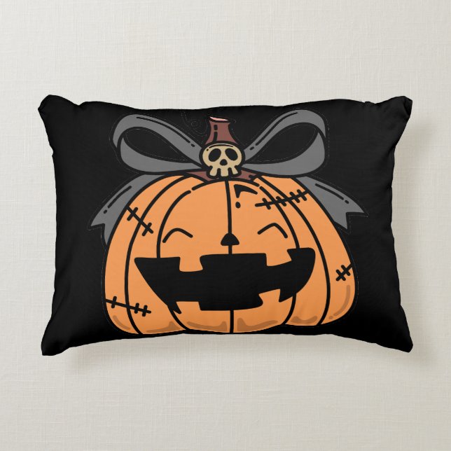 Halloween,Cute Face Pumpkin,Funny ,Jack O' Lantern Accent Pillow (Front)