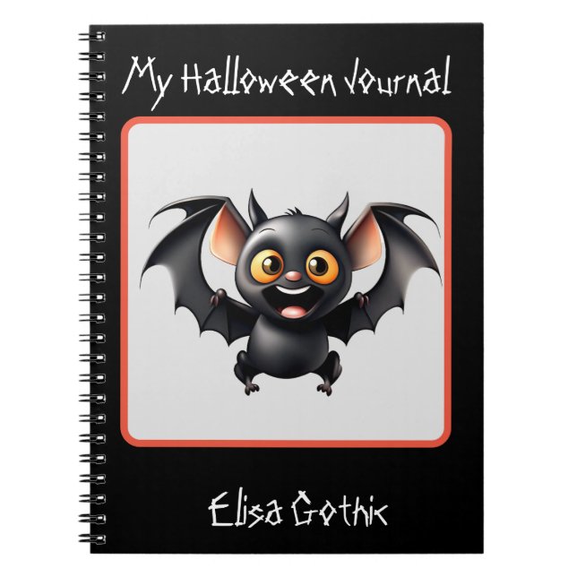 Halloween cute flying bat Spiral Notebook (Front)