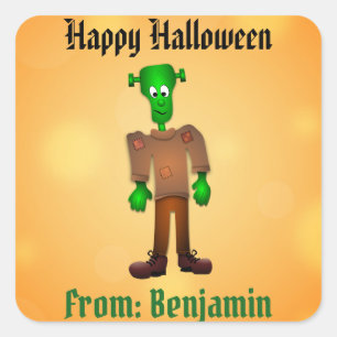 Halloween Cute Frankenstein Monster Custom Square Sticker