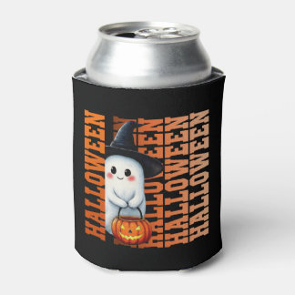 Halloween Cute Funny Ghost Typography gift ideas Can Cooler