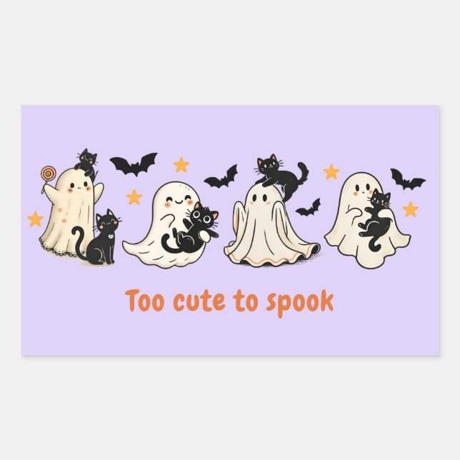 Halloween Cute Funny Spooky Ghost Cat  Sticker (Front)