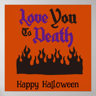 Halloween Cute Funny Whimsical Black Flame Poster