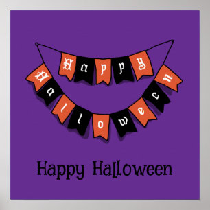 Halloween Cute Funny Whimsical Garland  Poster