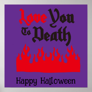 Halloween Cute Funny Whimsical Red Flame Poster