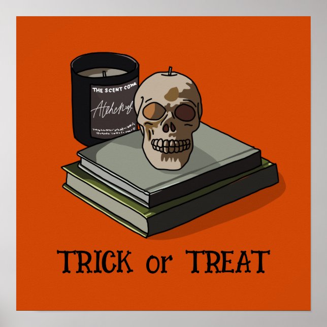 Halloween Cute Funny Whimsical Skull  Poster (Front)