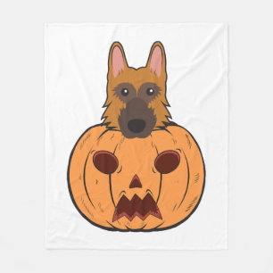 Halloween Cute German Shepherds Stuck In A Pumpkin Fleece Blanket