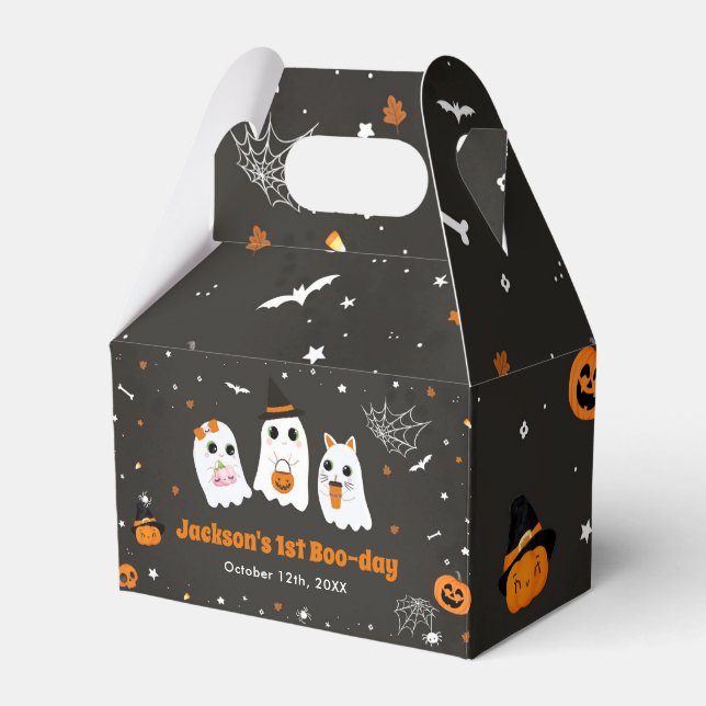 Halloween Cute Ghost 1st Birthday Spooktacular Favor Box (Front Side)
