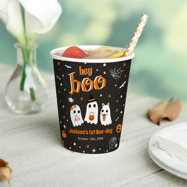 Halloween Cute Ghost 1st Birthday Spooktacular Paper Cups (Creator Uploaded)