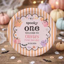 Halloween Cute Ghost Birthday Party Paper Plates