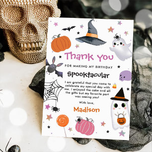 Halloween Cute Ghost Birthday  Thank You Card