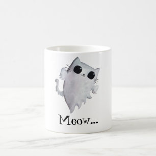 Halloween cute ghost cat coffee mug