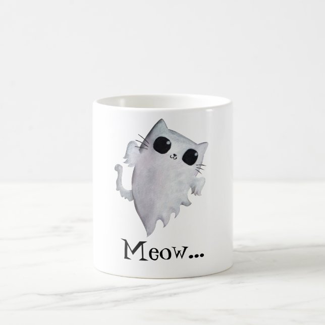 Halloween cute ghost cat coffee mug (Center)