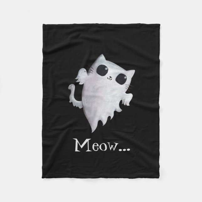 Halloween cute ghost cat fleece blanket (Front)