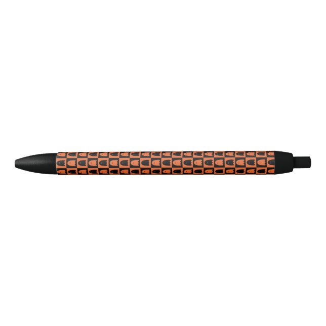 Halloween Cute Ghost Chequered Pattern Black Ink Pen (Front)