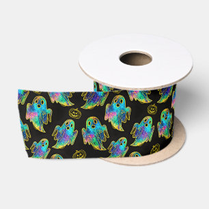 Halloween Cute Ghost Faux Glitter Satin Ribbon