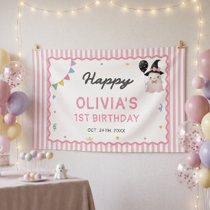 Halloween Cute Ghost Girl Birthday Banner