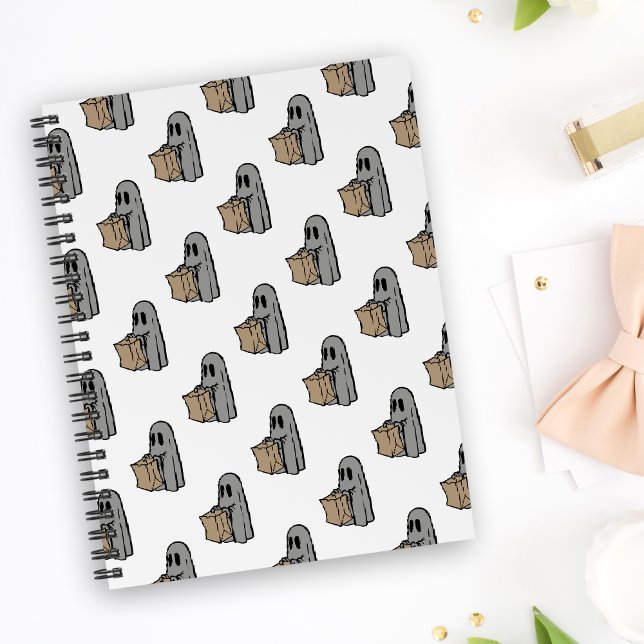 Halloween, Cute Ghost Grey, Trick Or Treat, Boo Notebook (Creator Uploaded)