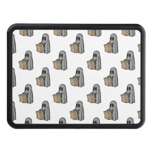 Halloween, Cute Ghost Grey, Trick Or Treat, Boo Trailer Hitch Cover