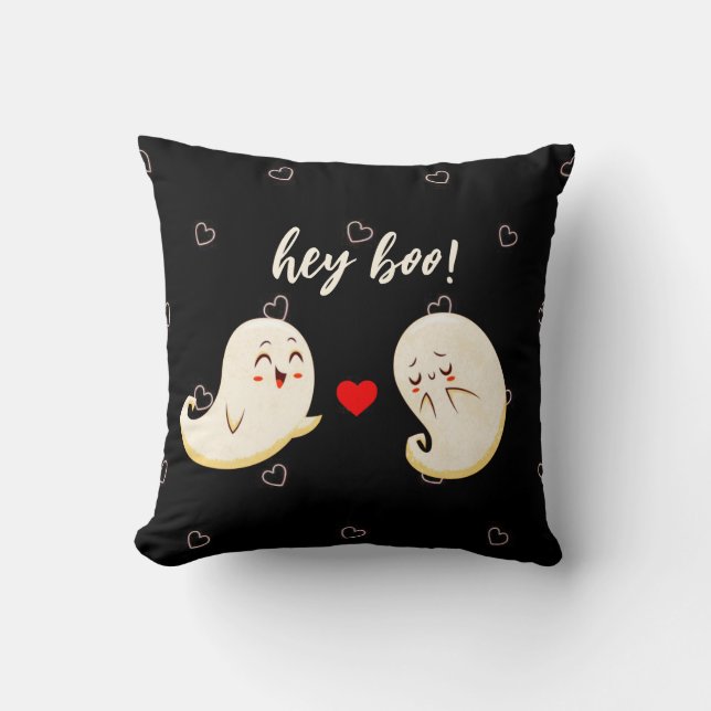 Halloween Cute Ghost Hey Boo Fall Spooky  Throw Pi Pillow (Front)