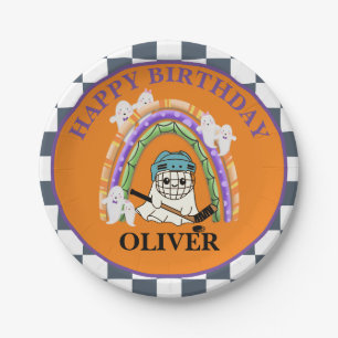 Halloween Cute Ghost Ice Hockey Party Paper Plate