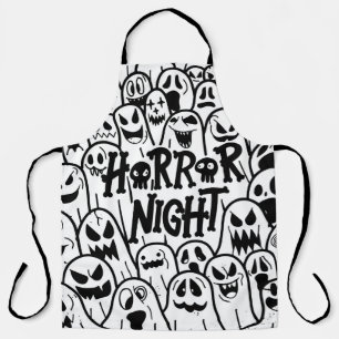 Halloween cute ghost icon in various style, patter apron