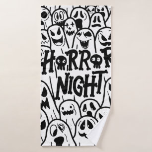Halloween cute ghost icon in various style, patter bath towel