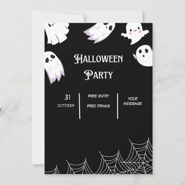 Halloween cute ghost party invitation (Front)