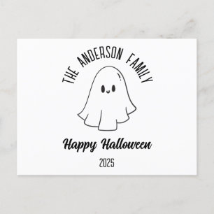 Halloween Cute Ghost Personalized Name Year Holiday Postcard