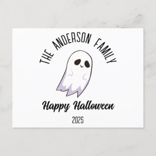 Halloween Cute Ghost Personalized Name Year Holiday Postcard