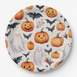 Halloween Cute Ghost Pumpkin Party Plate