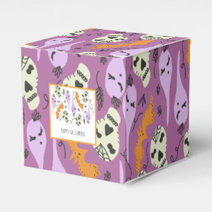 Halloween Cute Ghost Skull Doodle Pattern Purple Favor Box