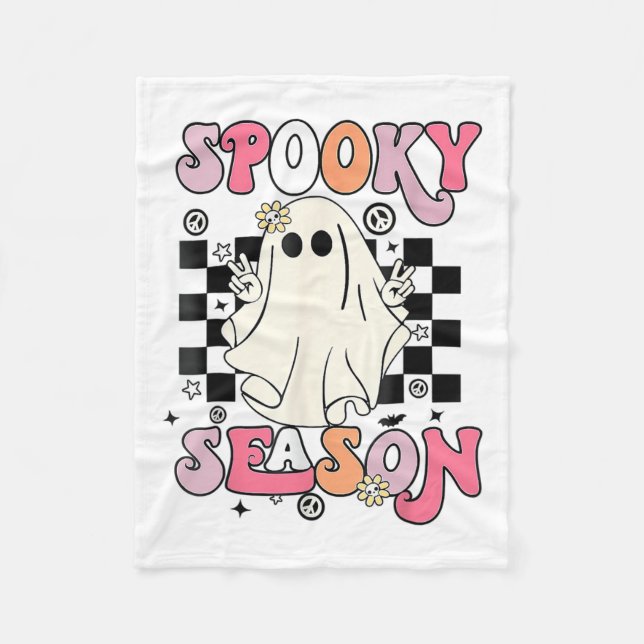 Halloween Cute Ghost Spooky Season  Fleece Blanket (Front)