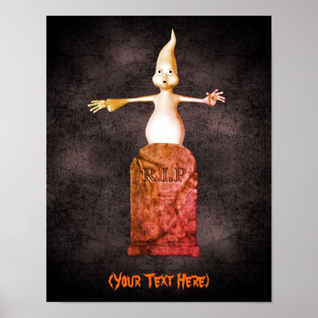 Halloween Cute Ghost Tombstone Personalized  Poster (Front)
