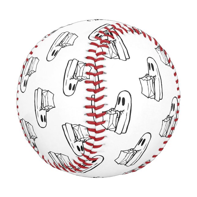 Halloween, Cute Ghost White, Trick Or Treat, Boo Baseball (Angled)