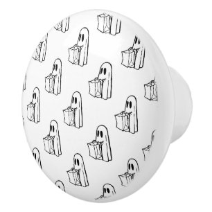 Halloween, Cute Ghost White, Trick Or Treat, Boo Ceramic Knob
