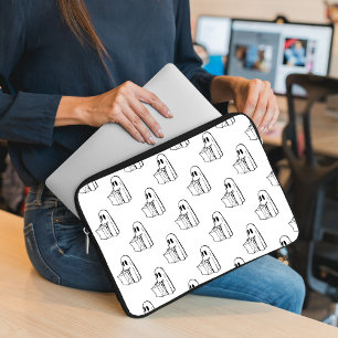 Halloween, Cute Ghost White, Trick Or Treat, Boo Laptop Sleeve