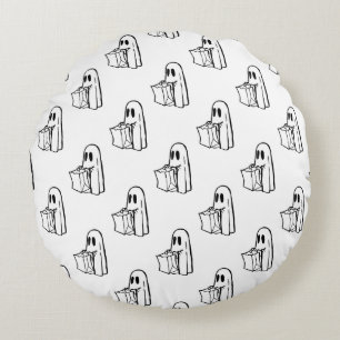 Halloween, Cute Ghost White, Trick Or Treat, Boo Round Pillow
