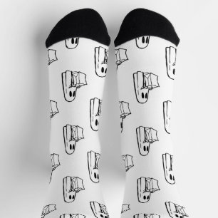 Halloween, Cute Ghost White, Trick Or Treat, Boo Socks