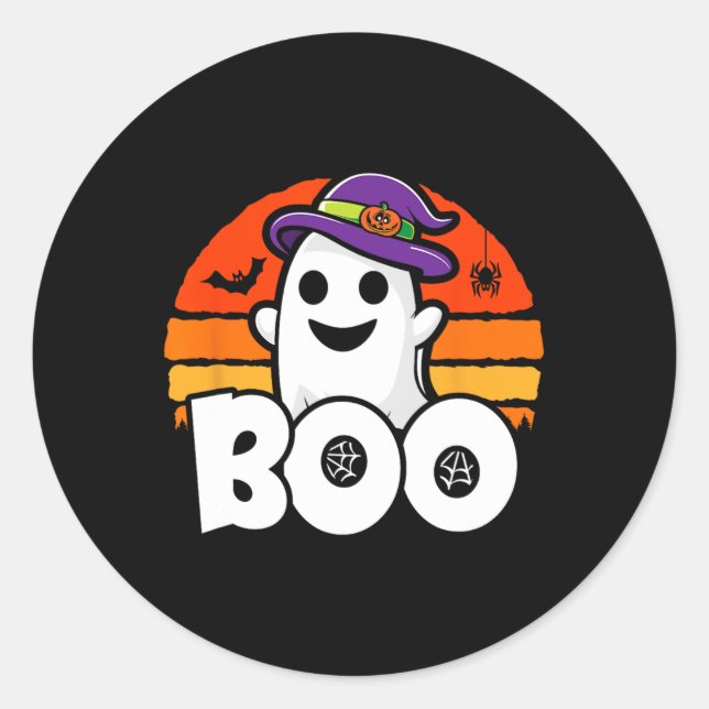 Halloween - Cute Ghost Witch - Boo - Funny Hallowe Classic Round Sticker (Front)