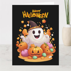 Halloween: Cute Ghosts and Pumpkin Family Card