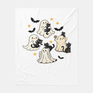 Halloween Cute Ghosts Bats Black Cats Oversized T- Fleece Blanket