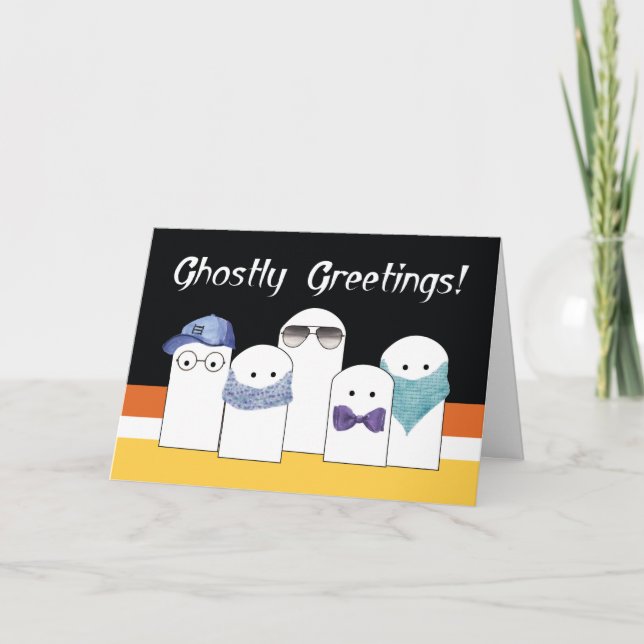 Halloween Cute Ghosts in Costume Card (Front)