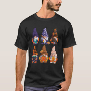 Halloween Cute Gnomes Autumn Pumpkins Fall Holiday T-Shirt